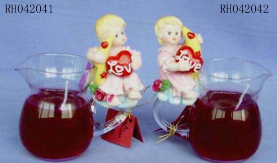 Resin Valentine Figurine with Glass