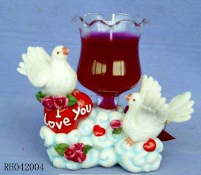 Resin Valentine Figurine with Glass