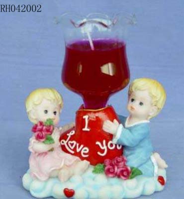 Resin Valentine Figurine with Glass