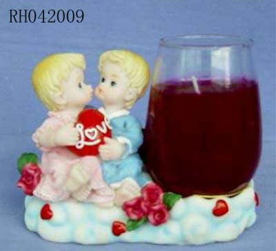 Resin Valentine Figurine with Glass
