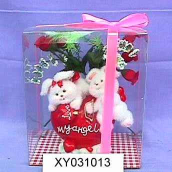 Resin Valentine Figurine with Clock