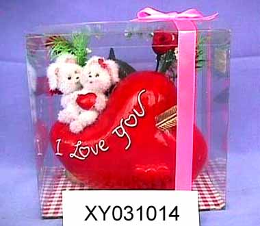 Resin Valentine Figurine with Clock