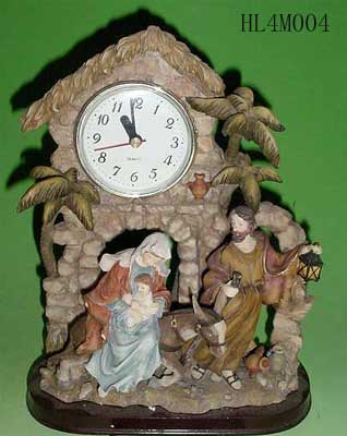 Resin Religious figurines with Clock