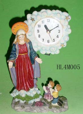 Resin Religious figurines with Clock