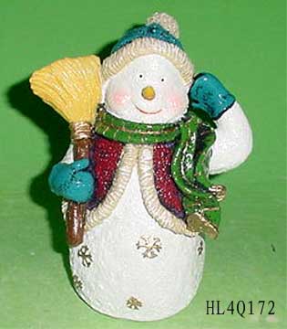 Resin X'mas Snowman & Santa figurine