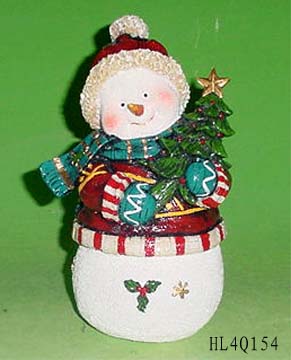 Resin X'mas Snowman & Santa figurine