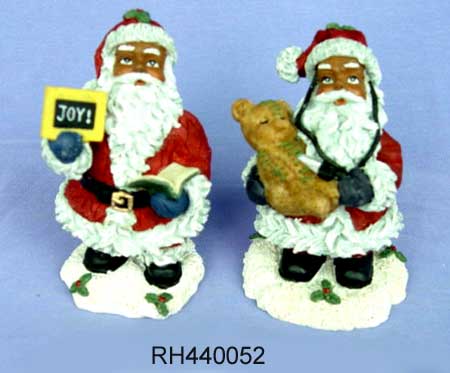 Resin X'mas Santa & Snowman figurine