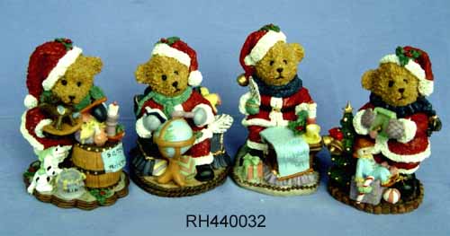 Resin X'mas Santa & Snowman figurine