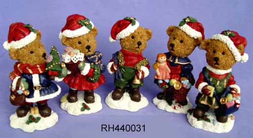 Resin X'mas Santa & Snowman figurine