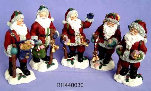 Resin X'mas Santa & Snowman figurine