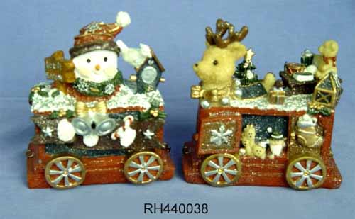 Resin X'mas Santa & Snowman figurine