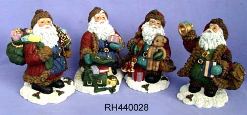 Resin X'mas Santa & Snowman figurine