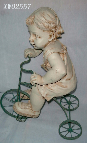 Resin statue with bike