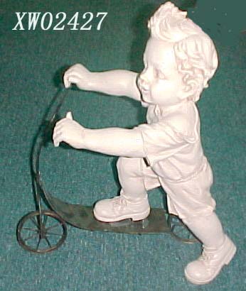 Resin statue with bike