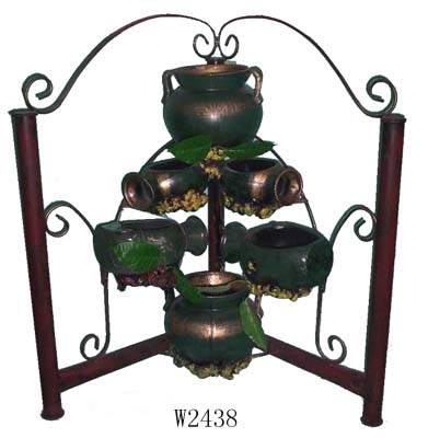 Metal Fountains with Ceramic Pots