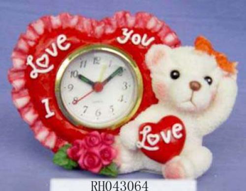 Resin Valentine Figurine with Clock